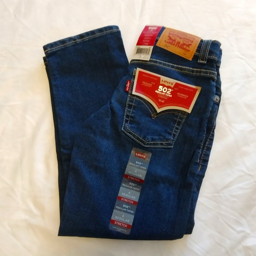 🌟 Levi's || 6 Dark Blue 502 Boys Stretch Jeans